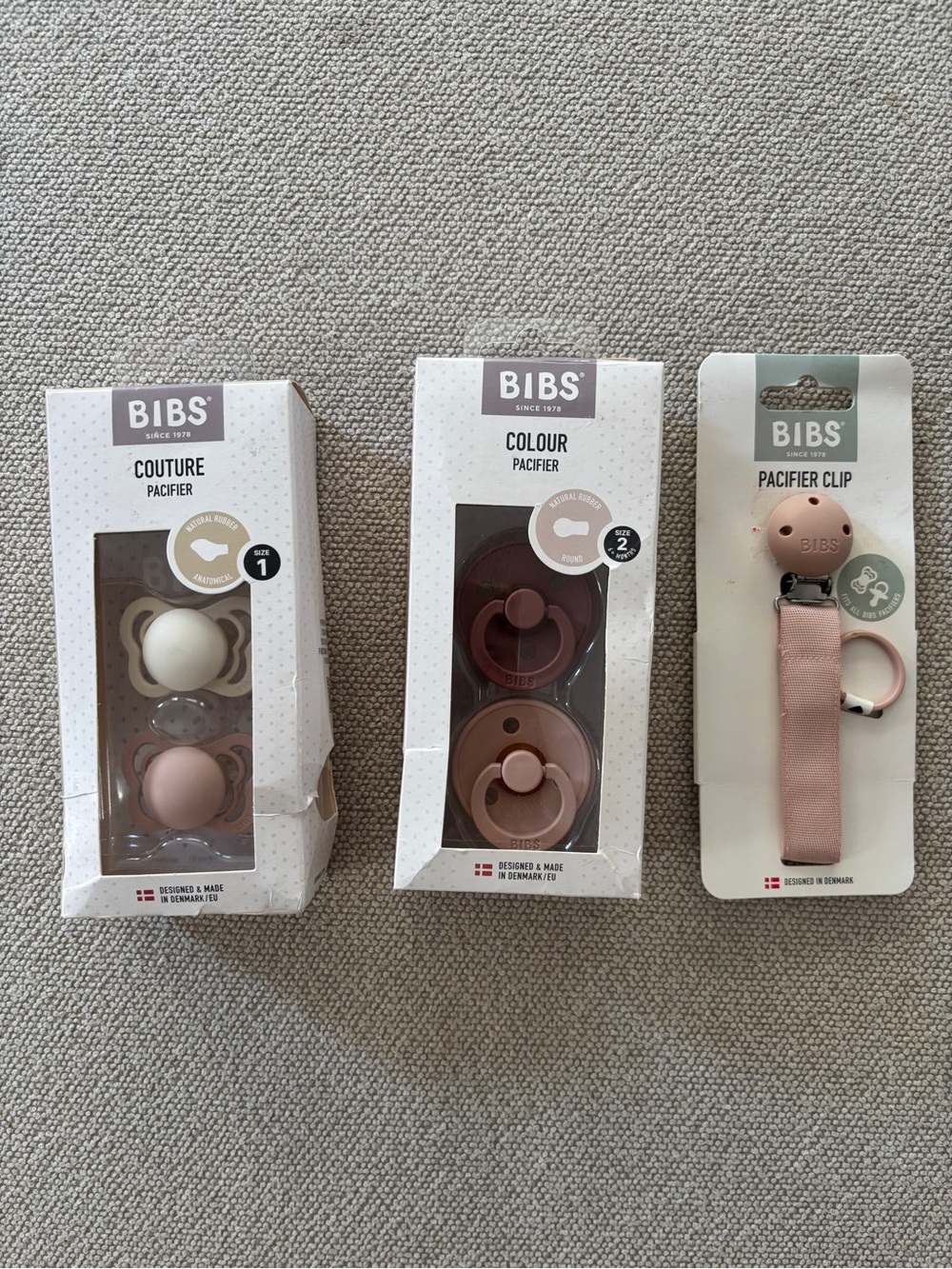 Bibs Pink Pacifiers and Clip Bundle